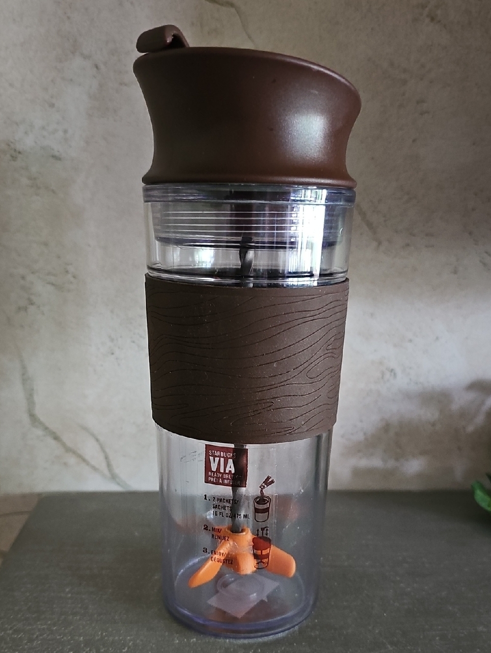 Starbucks Brown Clear Travel Tumbler with Silicone Grip